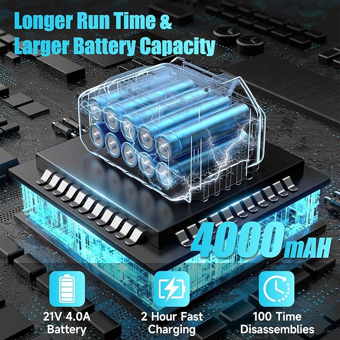 Cordless Impact Wrench, 1/2 Impact Gun with 2 * 4.0A Battery, Brushless Max Torque 885ft-Lbs (1200N.m) Electric Power Impact Driver with Charger & 6 Sockets for Car/DIY Furniture/Lawn Mower