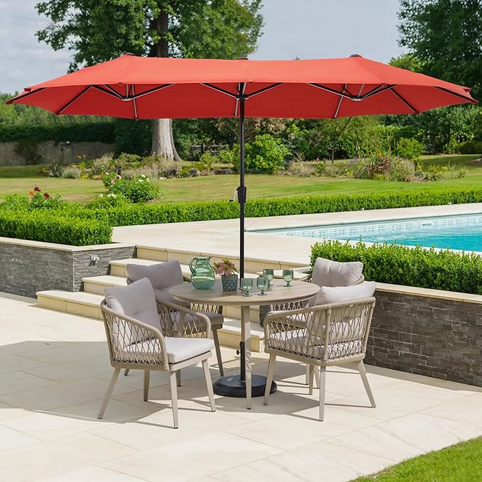 HERA'S PALACE 13 ft Rectangle Patio Umbrellas, Large Outdoor Umbrella with Crank, Powerful UV Protective, Table Umbrella Outdoor Patio for Backyard, Pool, Garden, Deck