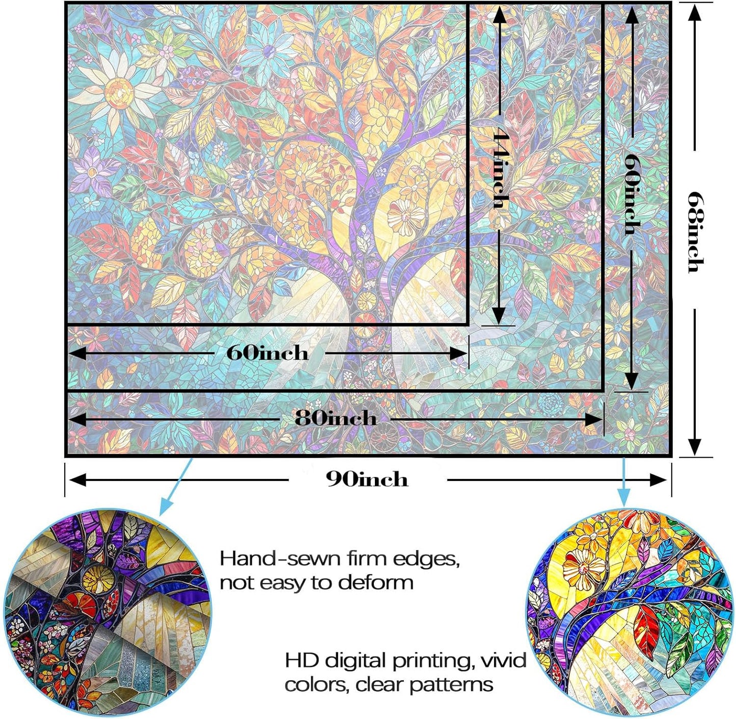 Lunerfex Tree of Life Tapestry Stained Glass Tapestry Wall Decor Tapestries for Bedroom Art Tapestries Wall Hanging for Bedroom Living Room Glass-Tree-02 60"x80"