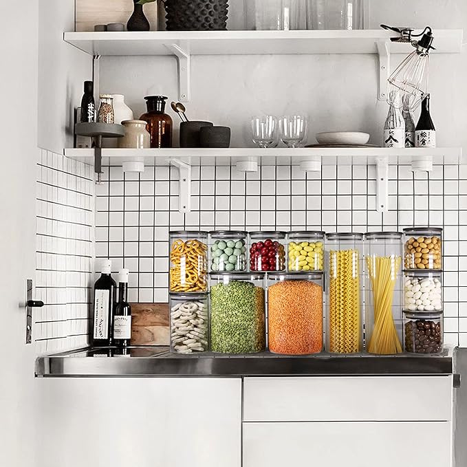 Urban Green Glass Jars with Airtight Black Lids, Food Storage Container with Airtight Lids, Glass Canisters Sets, Kitchen Food Storage Containers (6 Sets of 20oz)