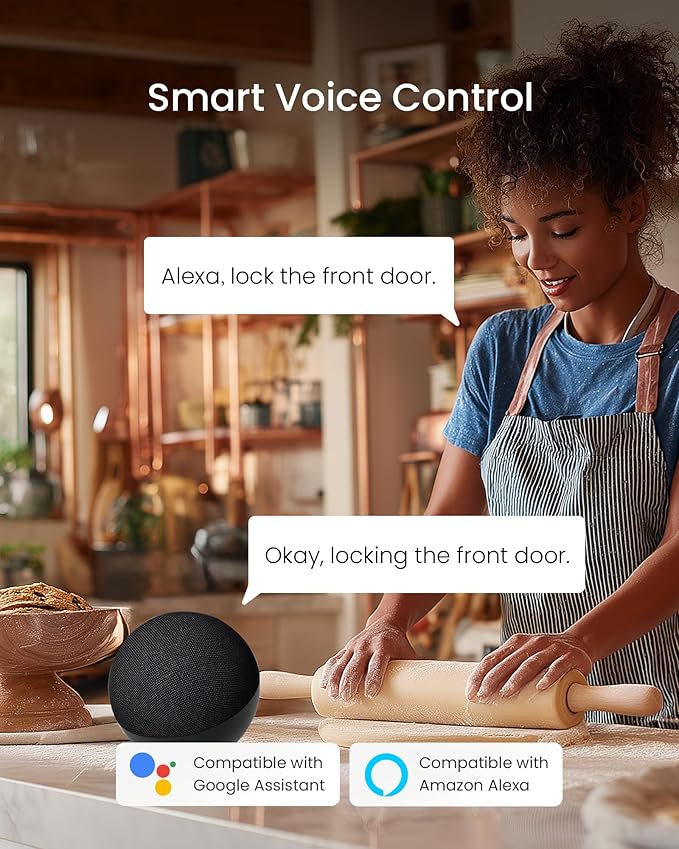 DESLOC Smart Lock B200 WiFi Version, Fingerprint Keyless Entry Door Lock, App Remote Control, Smart Locks for Front Door, WiFi Deadbolt Smart Lock, Emergency Power Port,12 Months Battery, Auto Lock