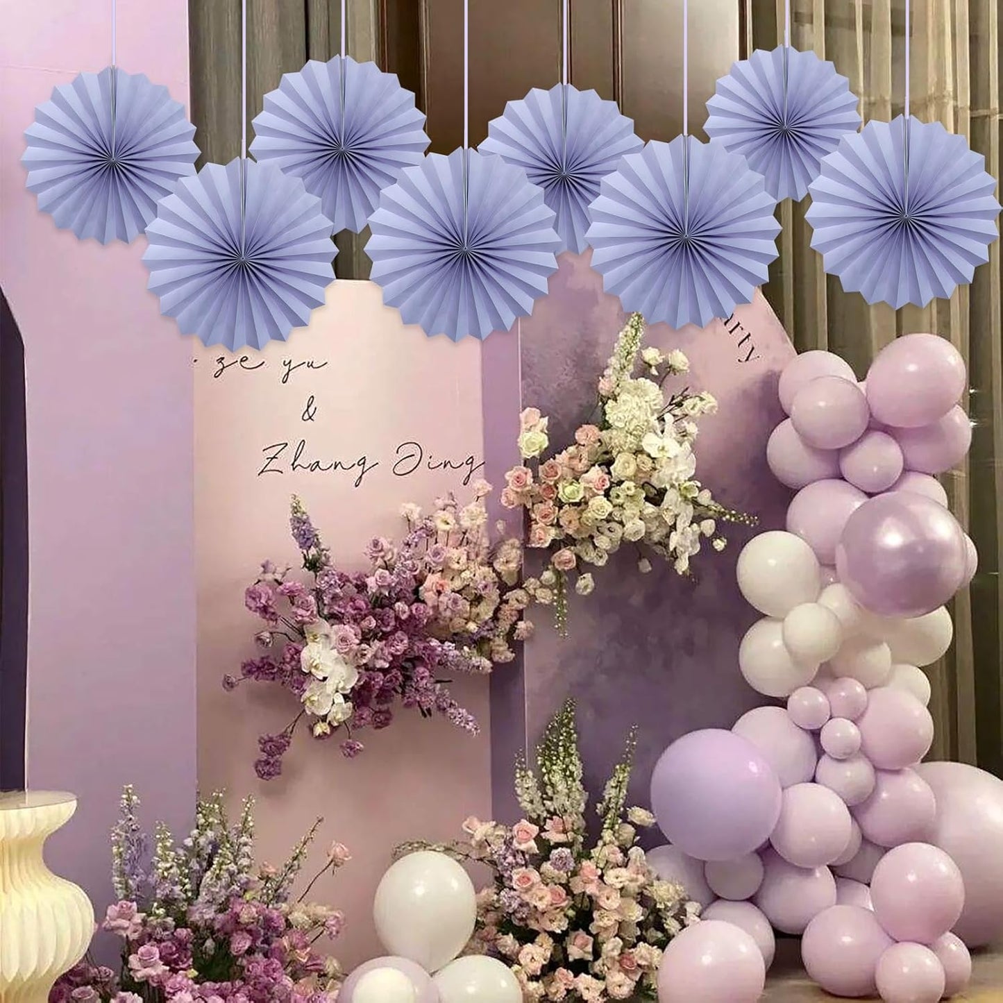 Purple Birthday Decorations,DIY Purple Paper Fans Hanging Decoration ,Party Decorations for Adults 12in,Little Mermaid Party Decor,Baby Shower Decorations 30 Color DIY Set (Light Purple)