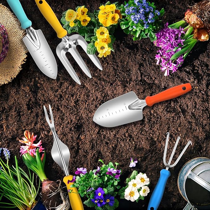 Weed Puller Tool, 5 Piece Stainless Steel Heavy Duty Weeding Tool, Weed Puller, Crack Weeder Tool, Weed Remover Tool with Ergonomic Plastic Handle, Gardening Gifts for Women