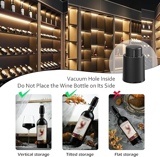 Wine Stoppers for Wine Bottles, Wine Saver Vacuum Stoppers with Date Dial, Reusable Silicone Wine Preserver, Wine Gifts Wine Accessories for Wine Lovers