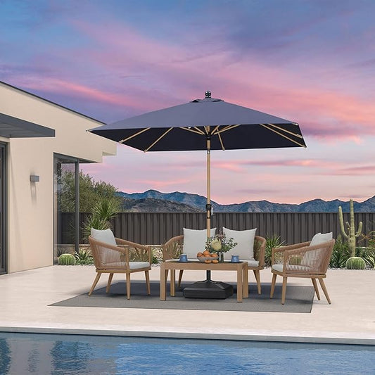 PURPLE LEAF 8' x 8' Square Patio Umbrella Market Umbrella Aluminum Outdoor Table Umbrella with Push Button Tilt & 8 Sturdy Ribs and Crank Square Outdoor Umbrellas for Pool Backyard Deck, Navy Blue