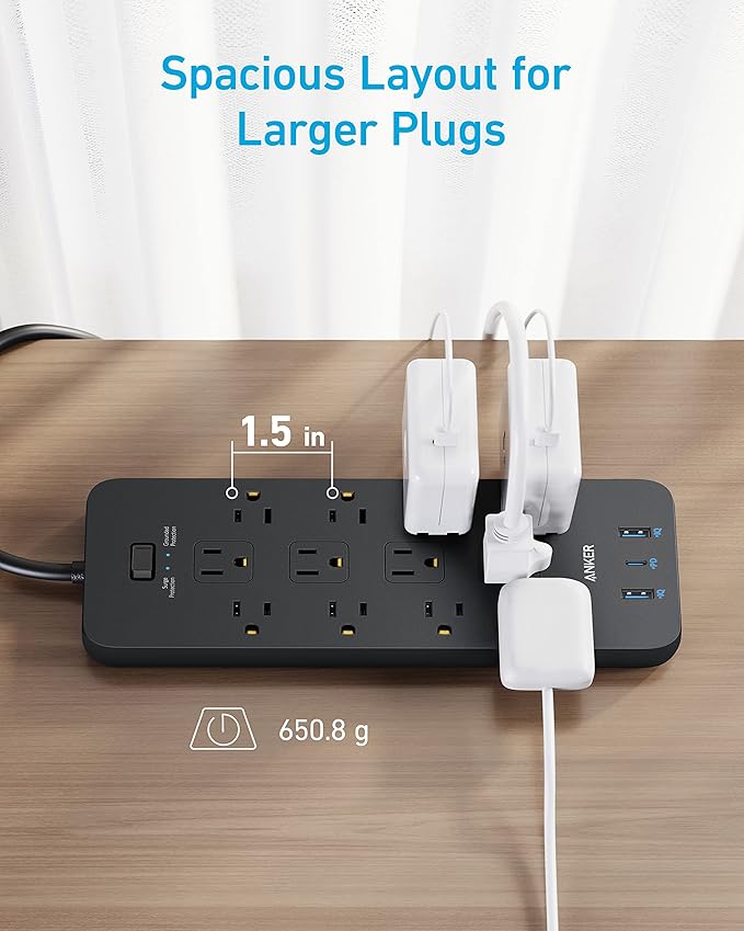 Anker Power Strip Surge Protector (2100J), 12 Outlets with 2 USB A and 1 USB C Port for Multiple Devices, 5ft Extension Cord, 20W Power Delivery Charging for Home, Office, Dorm Essential, TUV Listed