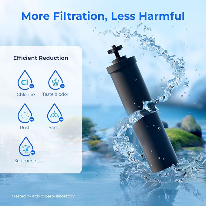 Waterdrop NSF/ANSI 42&372 Certified Water Filter, Replacement for Berkey® BB9-2® Black Filters, Berkey® Gravity Water Filter System and Waterdrop King Tank Series, (Pack of 3)