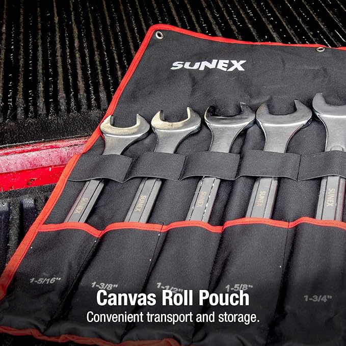 Sunex Tools 9707 Jumbo Fractional Combination Wrench Set, 7Piece (Includes Roll-Case), SAE Jumbo Combination Wrench Set