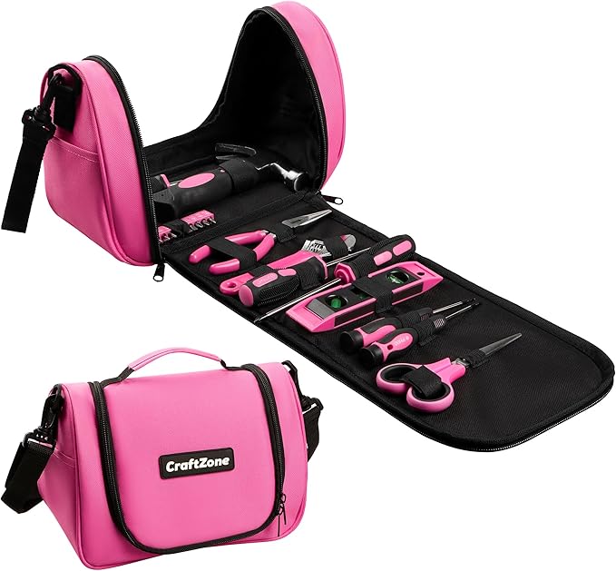 Tool Kit for Ladies,Basic Hand Tool Set 21Pcs with Pouch,Tool Bag for Home|Dorm|Office|DIY|Girls