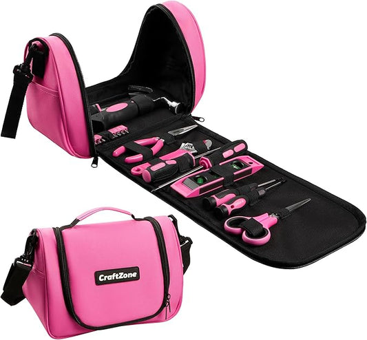 Tool Kit for Ladies,Basic Hand Tool Set 21Pcs with Pouch,Tool Bag for Home|Dorm|Office|DIY|Girls