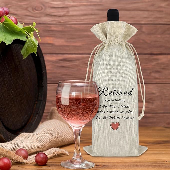 Funny Retirement Gifts for Women Men Going Away Gifts for Coworker Wine Bag Farewell Goodbye Gifts for Teacher Retirees Friend Birthday Christmas Gift for Colleagues Boss Retired Gift for Wife Mom