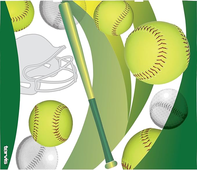 Tervis Softball - All Over Made in USA Double Walled Insulated Tumbler Travel Cup Keeps Drinks Cold & Hot, 24oz Water Bottle - Gray Lid, Classic