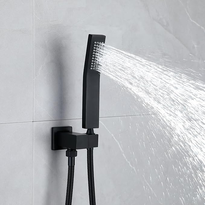 JOYWELL Shower Faucet set Matte Black Shower System with Handheld,8 Inch Shower Head and handle set