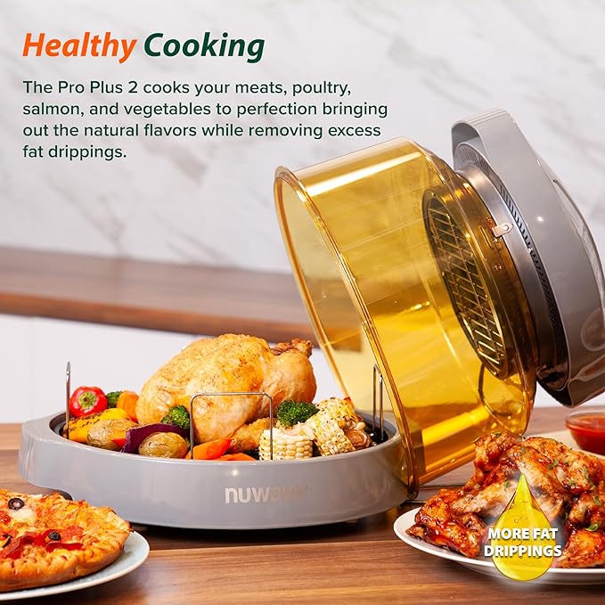 Nuwave Pro Plus 2 Infra-Red Oven, Countertop, Convection, Cook Fresh or Frozen, No Defrosting or Preheating, Cook Healthy, 360 Surround Heat, Adjustable Temps, 100 Presets, 50 Memory, Tough Power Dome