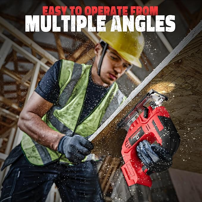 Jigsaw Compatible With Milwaukee 18V, Cordless jigsaw tool, Brushless Motor, 0°- 45° Bevel Cuts, LED Light with 3 Position Orbital Setting for Straight/Curve/Bevel/Circle Cutting (NO Battery)