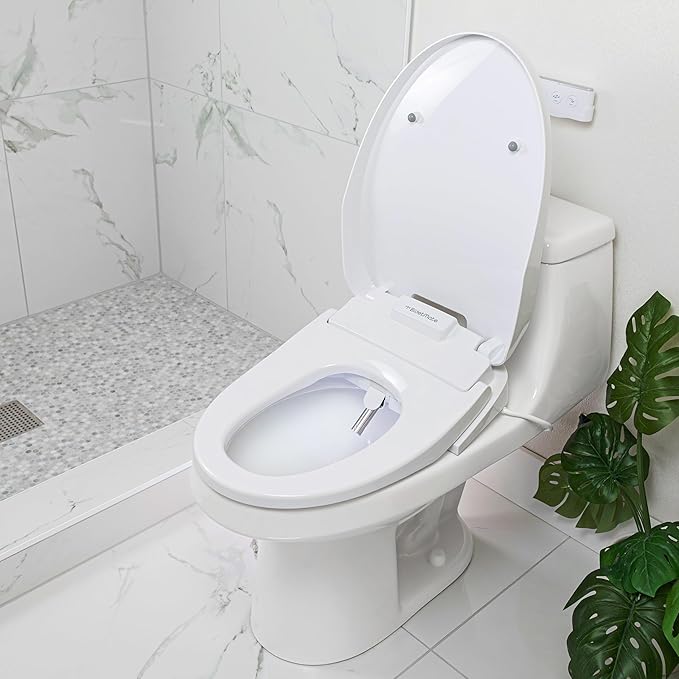 BidetMate 3500 Series Electric Bidet with Dryer, Heated Smart Toilet Seat with Automatic Opening and Closing Lid & Seat, Unlimited Heated Water, Remote, Warm Air Dryer, and Self-Cleaning - Elongated