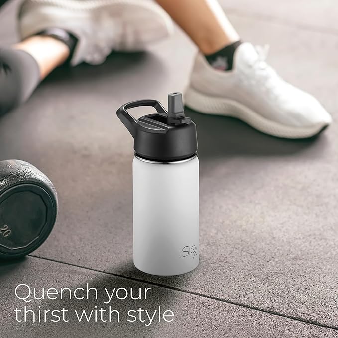 SipX™ Triple-Insulated Stainless Steel Water Bottle 18oz. With 3 Lids, BPA-Free Reusable Insulated Water Bottle Keeps Cold 24 Hours, Metal Water Bottle Made Of Sustainable Material For Hiking & Biking