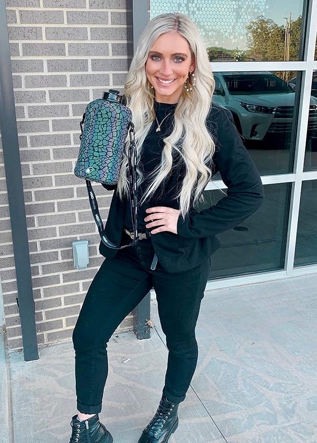 H2O Capsule 2.2L Half Gallon Water Bottle with Storage Sleeve and Covered Straw Lid – BPA Free Large Reusable Drink Container with Handle - Big Sports Jug, 2.2 Liter (74 Ounce)