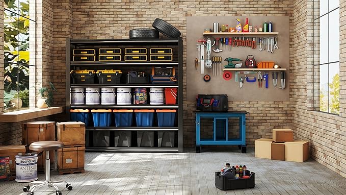 6T 62" W x 24" D x 84" H Garage Shelving Heavy Duty Metal Shelving 4200LBS Storage Shelves Adjustable Metal Shelves for Storage Industrial Garage Shelves for Warehouse Basement