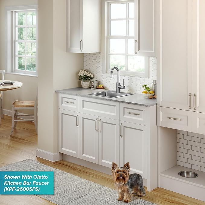 KRAUS Fairlane 15-inch Drop In/Top Mount Single Bowl 18-Gauge Stainless Steel Kitchen Bar Sink, KHT631-15