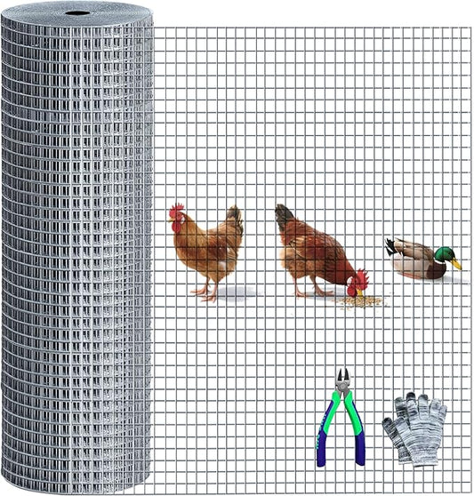 Hardware Cloth 1/2in 48in x100ft Hot Dip Galvanized Rust Resistant Welded Wire Mesh,Chicken Wire Fence Garden Plants Fencing,Chicken Coop Rabbit Poultry Critters Metal Cage Roll
