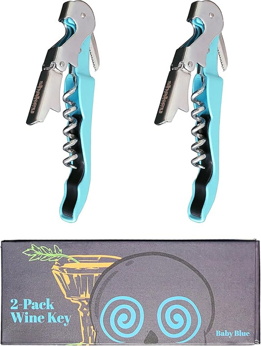 Shakey Wine Key! - Professional Waiter's Corkscrew Wine Bottle Opener with Foil Cutter (2-Pack)