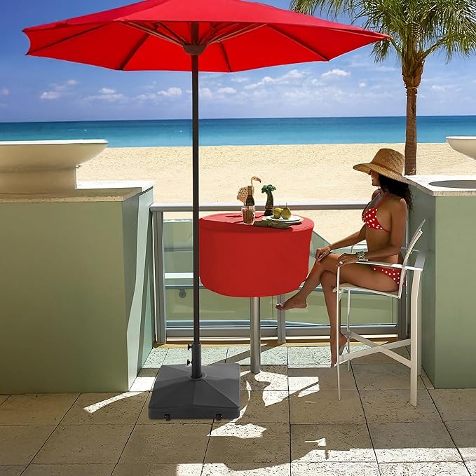 Casafield Patio Umbrella Base, 64lb Capacity, Fillable Heavy Duty Rolling Stand with Handle for Outdoor, Patio, Lawn, Deck, Poolside - Black