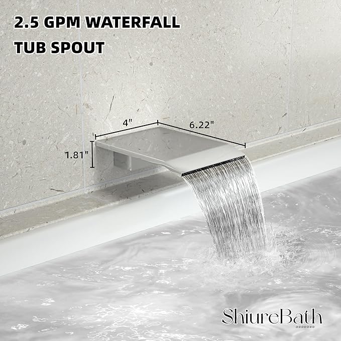 10 Inch Shower Faucet Set with Tub Spout Wall Mounted Shower System for Bathroom with High Pressure 10 Inch Rain Shower head and Handheld Shower Head Set, Polished Chrome