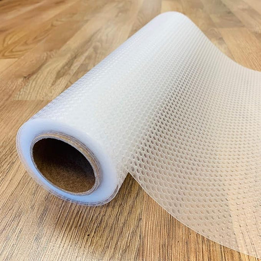 EVALAND 12 INCHES x 20 FEET (236 Inches) Non-Slip Shelf Liner, EVA Kitchen Liner, Non-Adhesive Liner, Original Smooth Shelf Liner, Durable Strong Grip Liner, Stain-Proof Shelf, Drawer, Cabinet Liner