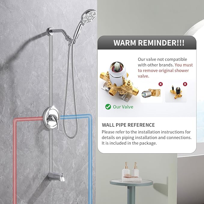 Chrome Shower Faucet Set Bathroom Shower Head Kit High Pressure Combo Tub Shower System 7 Modes ABS Handheld Spray shower valve kit Shower Head and Handle Set