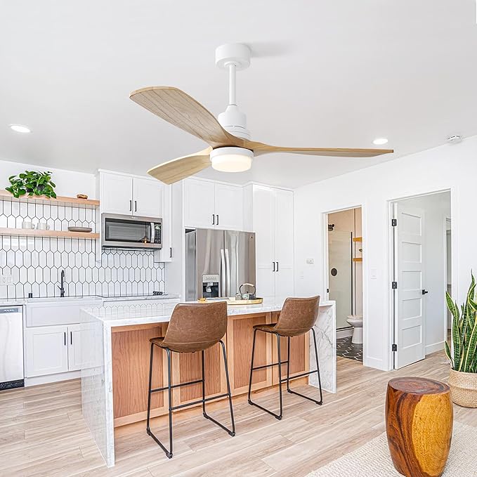 NicBex Ceiling Fan 52 Inch Ceiling Fans with Lights Ceiling Fan with 3 Blades and Remote Control Reversible DC Motor Ceiling Fans for Bedroom, Living Room, White