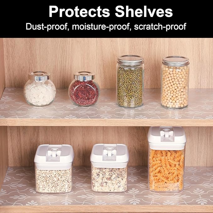 Cooyes Shelf Liner Drawer Liners, Shelf Liners for Kitchen Cabinets, Non Adhesive Cabinet Liner, EVA Waterproof Non-Slip Refrigerator Liners for Kitchen, Drawer (Transparent, 23.6 in x 19.7ft)