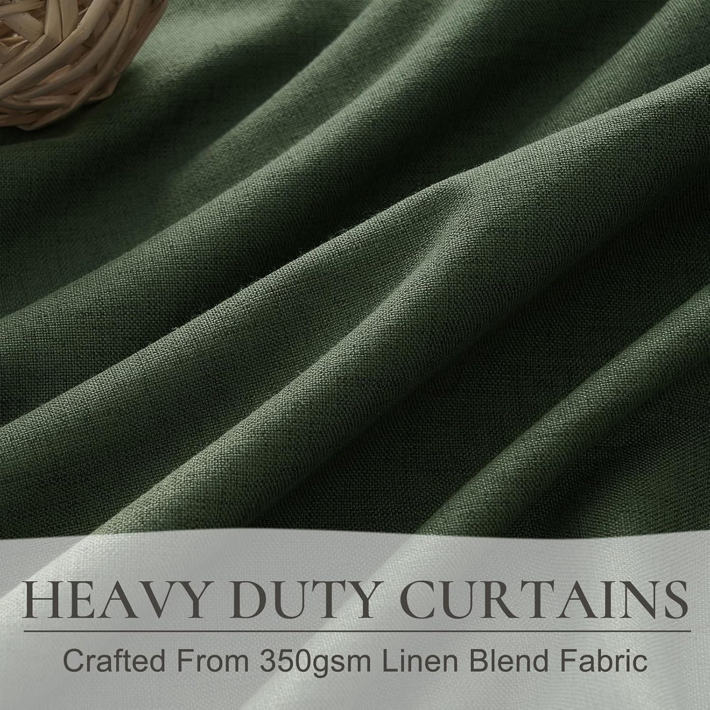 Dark Olive Green Bedroom Curtains 92 Inch Length 2 Panels Set Burg,Pinch Pleated Decorative Blackout Drapes Thermal Insulating Window Full Light Blocking Linen Blend Sunroom Pine (40"Wx92"Lx2 Loden)