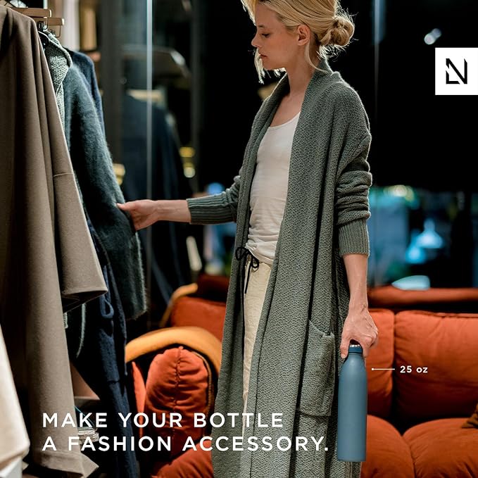 LARS NYSØM Stainless Steel Insulated XL Water Bottle 12oz 17oz 25oz 34oz 51oz | BPA-free Insulated Thermo Flask for Hot and Cold Beverages | Leakproof Large Drinking Bottle (Nude, 51oz)