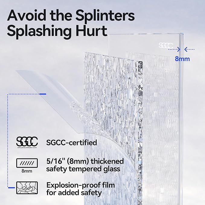 56"-60" W X 59" H Frameless Glass Sliding Tub Door,Soft-Close Bathroom Tub with 5/16"(8mm) Clear Tempered Glass,Explosion-Proof Film,Thick Bathtub Doors,Endurance,Modern Shower Door,Black