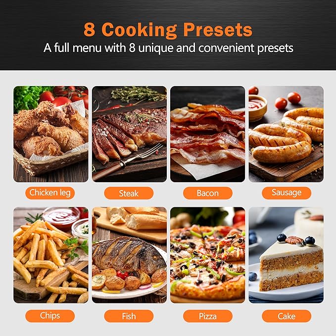 CROWNFUL 7 Quart Air Fryer, Oilless Electric Cooker with 8 Cooking Functions, LCD Digital Touch Screen with Precise Temperature Control, Shake Reminder Function, 1500W, UL Listed-Black