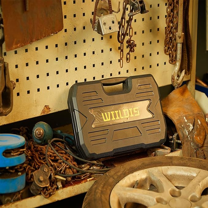 Impact Socket Set, 33-Piece, 3/8" Drive Socket Set with 72 Teeth Reversible Ratchet Wrench, CR-V, 6 Point, SAE/Metric, 5/16 Inch - 7/8 Inch, 6mm - 24mm, Mechanic Tool Kits for Men