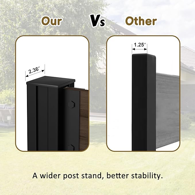 40” W x 60” H Wood Air Conditioner Fence for Hard Ground & Soft Ground, Single Outdoor Garden Fence, Privacy Screen Panel with Aluminum Stakes, Trash Can Pool Equipment Enclosure, Brown