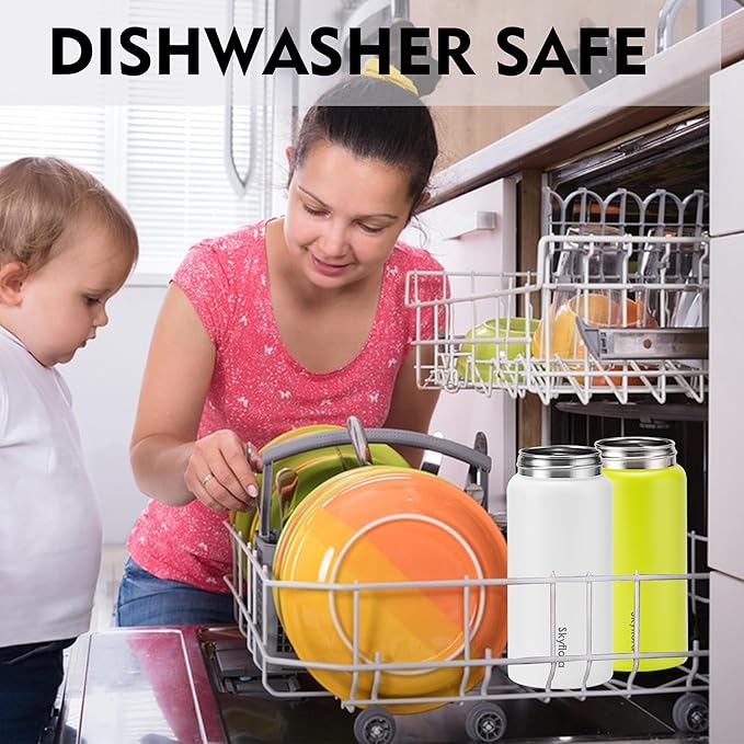 Kids Water Bottle with Straw 2 Pack, 16oz Water Bottles Bulk, Single Wall 18/8 Stainless Steel, Dishwasher Safe & Leakproof, Reusable Gift for Girls Boys to School Sports Travel Camping, White & Lemon