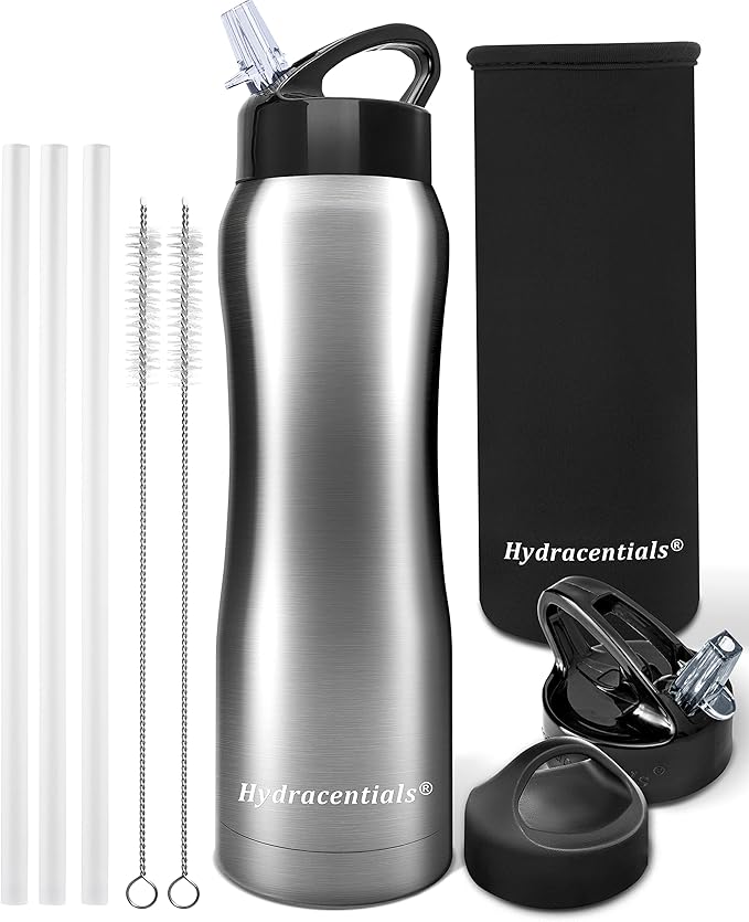 Insulated Stainless Steel Metal Water Bottle with Straw Lid - Vacuum Insulated Water Bottles, Keeps Hot and Cold - Sports Canteen Bottle