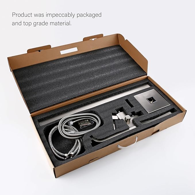 BAGNOLUX Solid Brass Floor Mount Bathtub Faucet Free Standing Tub Faucet Freestanding Tub Filler Brushed Nickel High Flow Rate Swivel Spout with Hand Shower, ‎YGSLT-FANG-BRUSHED NICKEL