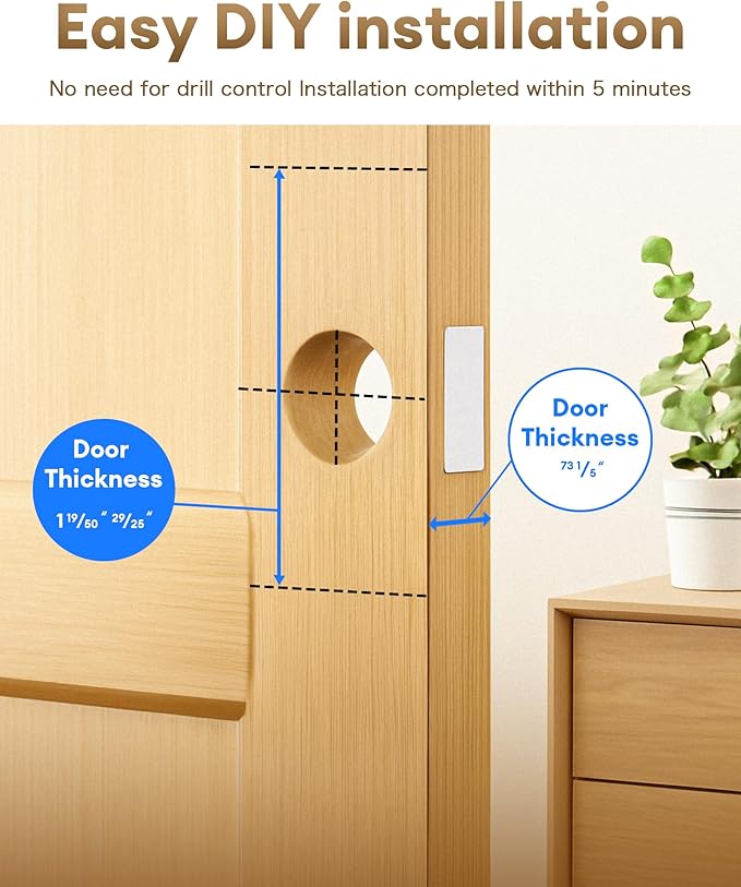 NGTeco Keypad Door Lock with Handle, Fingerprint Door Knob, Smart Lock for Front Door, Keyless-Entry Fingerprint, Electronic Deadbolt with APP