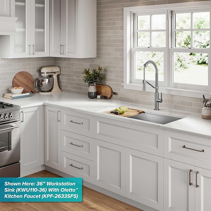 KRAUS Kore 28-Inch Undermount Workstation 16 Gauge Single Bowl Stainless Steel Kitchen Sink with Accessories, KWU110-28