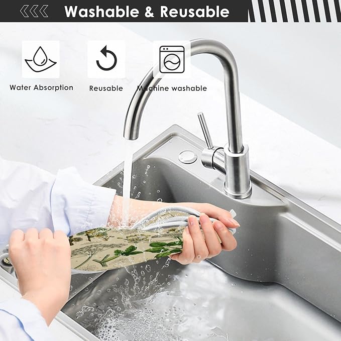 Kitchen Faucet Absorbent Mat, Antique Botanical Water Splash Guard for Sink, Faucet Drip Catcher Thicken Sponge Microfiber Faucet Water Catcher Mat Sink Absorbent Mat for Kitchen 23x5in 2 Pack