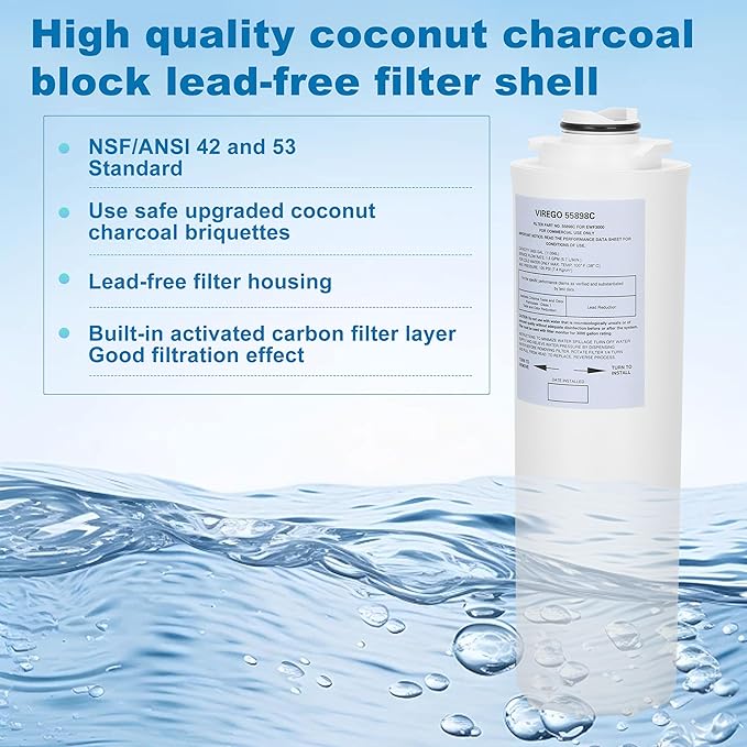 55898C Filter, Replace for Halsey Taylor 55898C Drinking Fountain Replacement Water Filter By NSF/ANSI 42 Certified, Filter 55898C Compatible with Water Sentry 55898C Filling Station, 3000 Gal No Chip