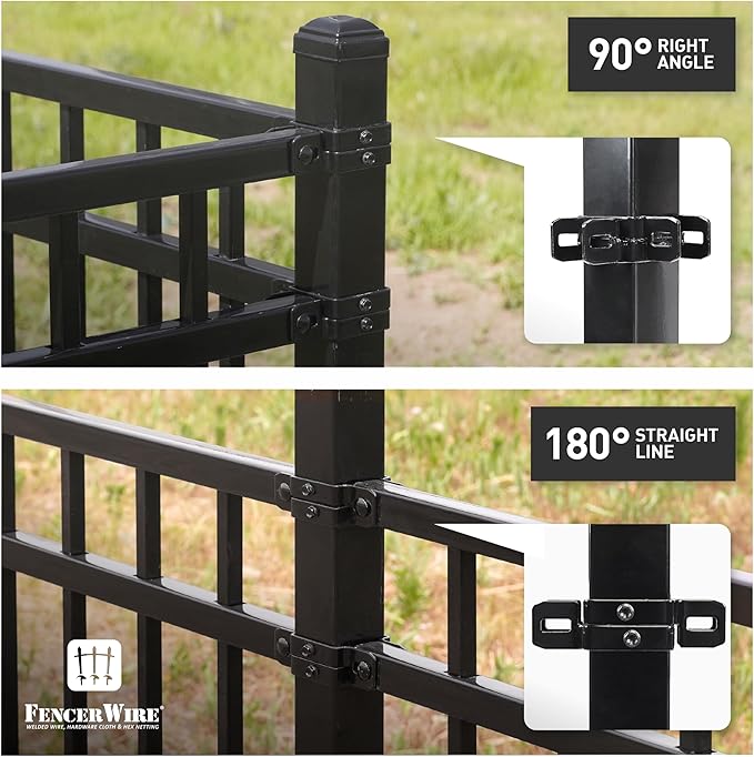 Fencer Wire Heavy Duty Garden Fence Bracket, Metal Steel Connector for Post and Panel Connection, Accessories of Metal Fencing Border, Pack of 1