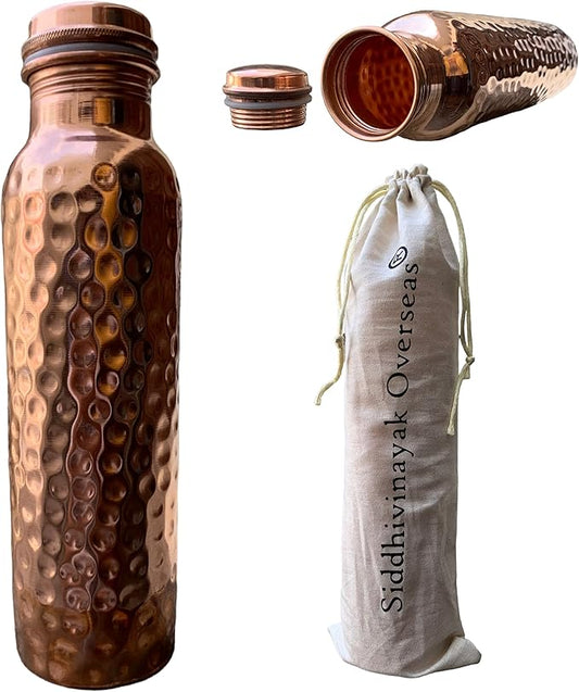 Copper Water Bottle for Drinking Copper Cups 100 Pure Copper Water Bottle Copper of Siddhivinayak Overseas 32 OZ / 950 ML Handcrafted Cup Hammered Ayurvedic Copper Tumbler Dispenser Water Pitcher