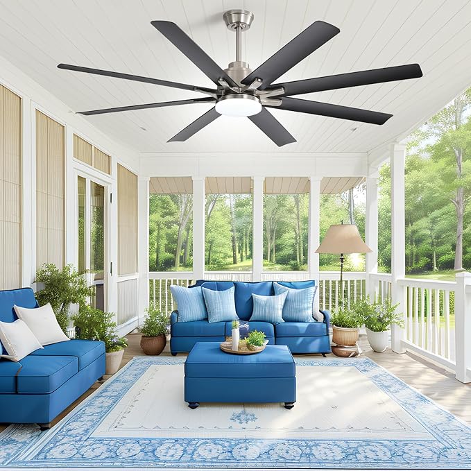 NicBex Ceiling Fan 66 Inch Ceiling Fans with Lights Ceiling Fan with 8 Blades and Remote Control Ceiling Fans with Reversible Noiseless DC Motor for Bedroom, Living Room, Gray