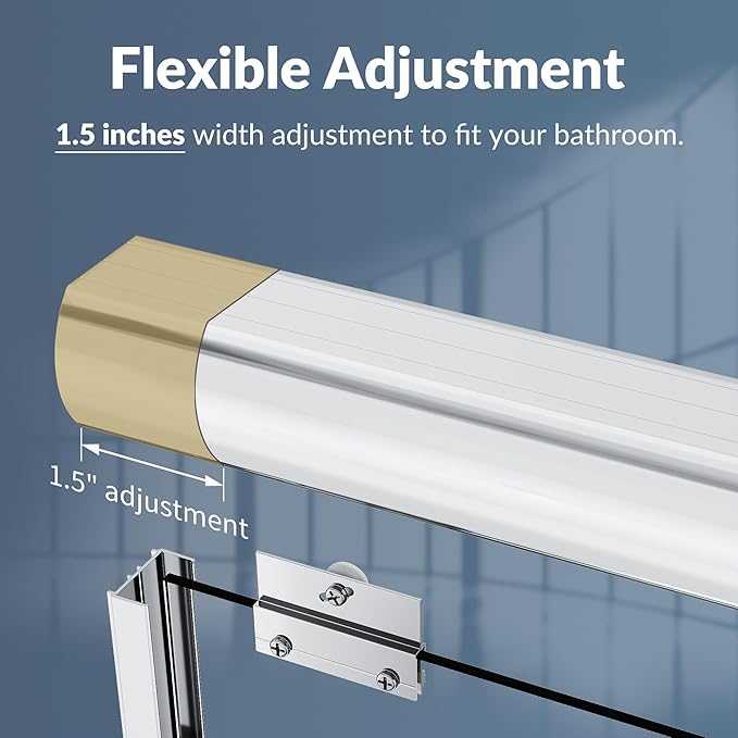 SUNNY SHOWER Bathtub Door Double Glass Sliding Shower Tub Door 60" W x 57.4" H Semi-Frameless 1/4" Clear Glass Shower Enclosure Doors for Bathroom, Chrome Finish