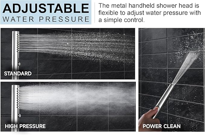 Lava Odoro Modern 2-Setting Round Rain Shower System with Handheld Spray, Chrome Rainfall Shower Faucet Set Rain Shower Head and Handle Set, Shower Valve Trim Kit,10 Inch, Chrome, SF104-C